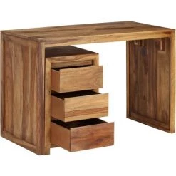 Topdeal Table D'écriture Bois Massif De Sesham 110 X 55 X 76 Cm -France Bureau Soldes 2022 52085563 5