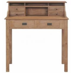 Topdeal Bureau 90x50x100 Cm Bois De Teck Massif -France Bureau Soldes 2022 52089167 3