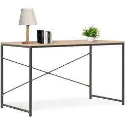 Topdeal Bureau D'ordinateur Noir Et Chêne 120 X 60 X 70 Cm