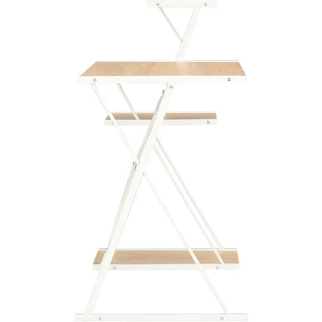 Topdeal Bureau Avec étagère Blanc Et Chêne 116x50x93 Cm VDFF07582_FR 5 Topdeal Bureau Avec étagère Blanc Et Chêne 116x50x93 Cm VDFF07582_FR – Image 3