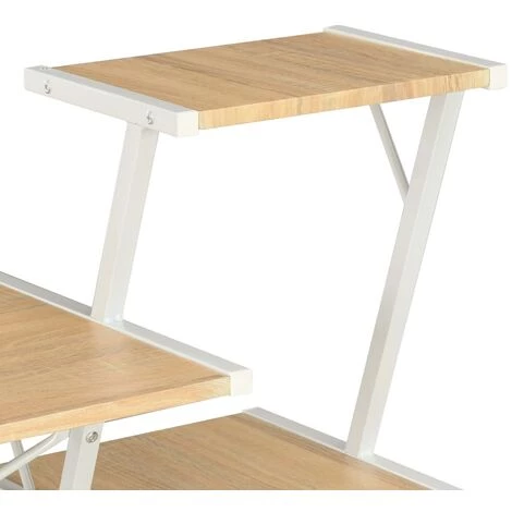 Topdeal Bureau Avec étagère Blanc Et Chêne 116x50x93 Cm VDFF07582_FR 7 Topdeal Bureau Avec étagère Blanc Et Chêne 116x50x93 Cm VDFF07582_FR – Image 5