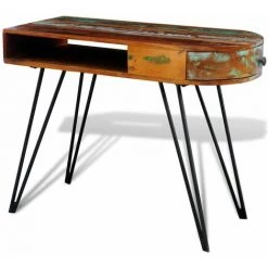 Topdeal Bureau Avec Pieds En Fer Bois De Récupération Solide VDFF08877_FR -France Bureau Soldes 2022 52094462 3