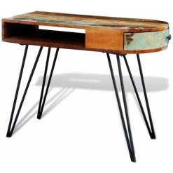 Topdeal Bureau Avec Pieds En Fer Bois De Récupération Solide VDFF08877_FR -France Bureau Soldes 2022 52094462 5