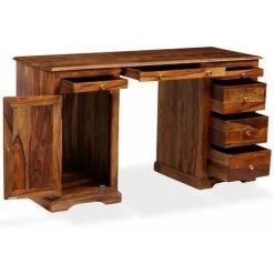 Topdeal Bureau Sur Pied Bois De Sesham Massif 140 X 50 X 76 Cm VDFF10759_FR 10 Topdeal Bureau Sur Pied Bois De Sesham Massif 140 X 50 X 76 Cm VDFF10759_FR -France Bureau Soldes 2022 52094583 4