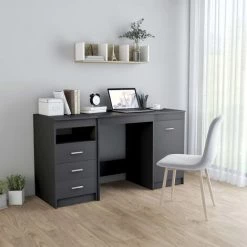 Topdeal Bureau Gris 140x50x76 Cm Aggloméré FF3054782_FR