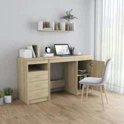Topdeal Bureau Chêne Sonoma 140x50x76 Cm Aggloméré FF3054783_FR -France Bureau Soldes 2022 52096850 3
