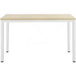 HELLOSHOP26 Bureau Réglable Bureau D'ordinateur Poste De Travail Table De Bureau Panneau De Fibre De Bois Mélaminé Et Acier Revêtu Par Poudre Couleur Chêne Et Blanc 75 X 120 X 60 Cm - Beige -France Bureau Soldes 2022 52103531 2