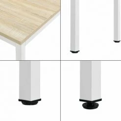 HELLOSHOP26 Bureau Réglable Bureau D'ordinateur Poste De Travail Table De Bureau Panneau De Fibre De Bois Mélaminé Et Acier Revêtu Par Poudre Couleur Chêne Et Blanc 75 X 120 X 60 Cm - Beige -France Bureau Soldes 2022 52103531 4