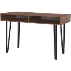 AUTRES Bureau LOFTY - MDF - Décor Noyer - Pieds En Métal Noir - 2 Niches De Rangement - L 120 X P 55 X H 76 Cm