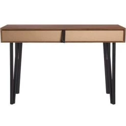 AUTRES Bureau LOFTY - MDF - Décor Noyer - Pieds En Métal Noir - 2 Niches De Rangement - L 120 X P 55 X H 76 Cm -France Bureau Soldes 2022 52175499 5