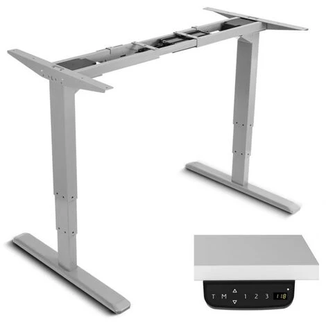 BRICOLINE Bureau électrique Maclean, Réglable En Hauteur, Sans Plateau, Couleur Grise Pour Travail Debout Et Assis, Hauteur Max 125 Cm, Ma 3 BRICOLINE Bureau électrique Maclean, Réglable En Hauteur, Sans Plateau, Couleur Grise Pour Travail Debout Et Assis, Hauteur Max 125 Cm, Ma