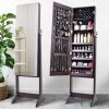 Foroo Freestanding Freestanding Jewellery Storage Cabinet Adjustable Mirror Armoire Brown - Brown 1 Foroo Freestanding Freestanding Jewellery Storage Cabinet Adjustable Mirror Armoire Brown - Brown -France Bureau Soldes 2022 52526883 1