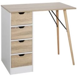 WEBMARKETPOINT Bureau Alberta Avec Commode Effet Bois 120x60x75h Cm