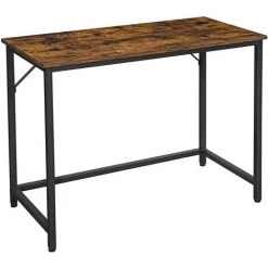 2DHOMEGRADEN Bureau NINO Rustique Vintage Metal Noir 100 Cm - Marron
