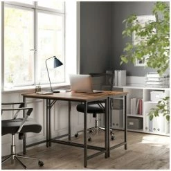 2DHOMEGRADEN Bureau NINO Rustique Vintage Metal Noir 100 Cm - Marron -France Bureau Soldes 2022 52635613 4