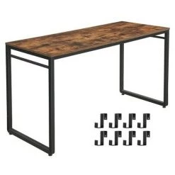 2DHOMEGRADEN Bureau KENZO Rustique Vintage Avec 8 Crochets Metal - Marron