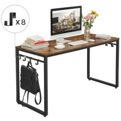 2DHOMEGRADEN Bureau KENZO Rustique Vintage Avec 8 Crochets Metal - Marron -France Bureau Soldes 2022 52635619 4