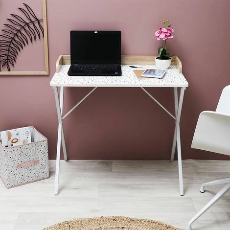 ALTOBUY PINTO - Bureau Blanc Motifs Eclats Rebord Effet Bois - Blanc 5 ALTOBUY PINTO - Bureau Blanc Motifs Eclats Rebord Effet Bois - Blanc – Image 3