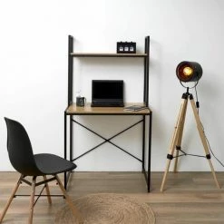 ALTOBUY STAVI - Bureau Etagère Métal Noir Plateaux Effet Bois - Marron Clair -France Bureau Soldes 2022 52723161 3