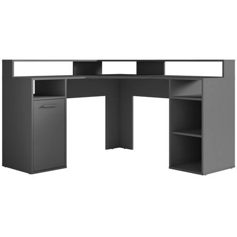 PRICE FACTORY Bureau D'angle Design Avec Nombreux Rangements Collection OFFICE Coloris Gris. - Gris 3 PRICE FACTORY Bureau D'angle Design Avec Nombreux Rangements Collection OFFICE Coloris Gris. - Gris