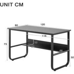 MERAX Bureau Informatique Avec Etagères, Table D'ordinateur Noir, Style Contemporain, 120 X 60 X 73 Cm 11 MERAX Bureau Informatique Avec Etagères, Table D'ordinateur Noir, Style Contemporain, 120 X 60 X 73 Cm -France Bureau Soldes 2022 52968142 5