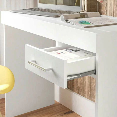 DANSMAMAISON Bureau 1 Tiroir Bois Blanc - LOCO - L 91 X L 41,5 X H 74,5 Cm - Blanc 6 DANSMAMAISON Bureau 1 Tiroir Bois Blanc - LOCO - L 91 X L 41,5 X H 74,5 Cm - Blanc – Image 4