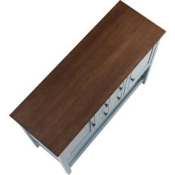 ORGANNICE Table Console Avec étagère, Table D'entrée, Table Canapé, Entrée Bois Blanc, Salon, Chambre, Dressing, Commode, Meuble Bureau BLEU - Bleu