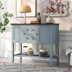 ORGANNICE Table Console Avec étagère, Table D'entrée, Table Canapé, Entrée Bois Blanc, Salon, Chambre, Dressing, Commode, Meuble Bureau BLEU - Bleu -France Bureau Soldes 2022 53307998 5