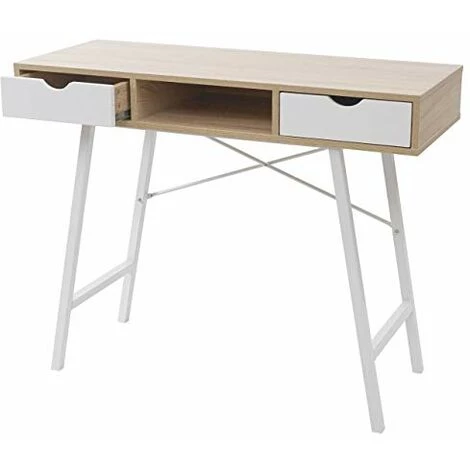 NOVA Console De Bureau Table Basse Avec 2 Tiroirs En Bois Avec Pieds En Métal 3 NOVA Console De Bureau Table Basse Avec 2 Tiroirs En Bois Avec Pieds En Métal