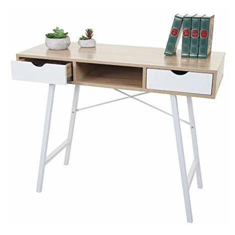 NOVA Console De Bureau Table Basse Avec 2 Tiroirs En Bois Avec Pieds En Métal 4 NOVA Console De Bureau Table Basse Avec 2 Tiroirs En Bois Avec Pieds En Métal – Image 2