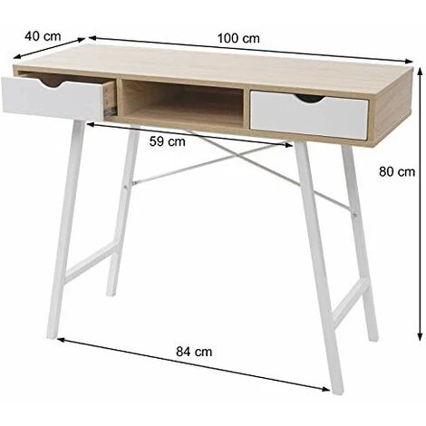 NOVA Console De Bureau Table Basse Avec 2 Tiroirs En Bois Avec Pieds En Métal 7 NOVA Console De Bureau Table Basse Avec 2 Tiroirs En Bois Avec Pieds En Métal – Image 5