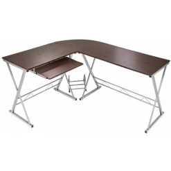 HELLOSHOP26 Bureau D'angle Informatique Meuble MDF Marron 170 Cm - Marron