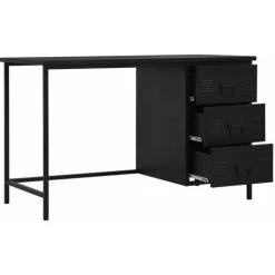 LITZEE Bureau Industriel Avec Tiroirs Noir 120x55x75 Cm Acier # -France Bureau Soldes 2022 53659584 3