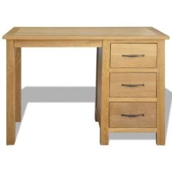 LITZEE Bureau Avec 3 Tiroirs 106 X 40 X 75 Cm Bois De Chêne Massif # -France Bureau Soldes 2022 53765412 3