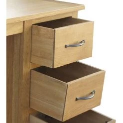 LITZEE Bureau Avec 3 Tiroirs 106 X 40 X 75 Cm Bois De Chêne Massif # -France Bureau Soldes 2022 53765412 5