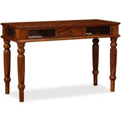 LITZEE Table D'écriture Bois Massif De Sesham 120 X 50 X 76 Cm #