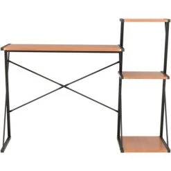 LITZEE Bureau Avec étagère Noir Et Marron 116x50x93 Cm # -France Bureau Soldes 2022 53765696 3