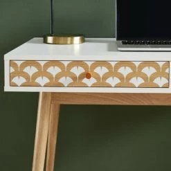 BAïTA Bureau UTAH Blanc Et Effet Chêne 2 Tiroirs 100cm - Bois -France Bureau Soldes 2022 53818704 4
