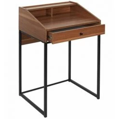 ALTOBUY HUGO - Bureau 1 Tiroir Et 2 Niches Effet Bois - Marron Foncé -France Bureau Soldes 2022 53821848 4