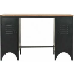 LITZEE Bureau à Double Piédestal Bois De Sapin Et Acier 120x50x76 Cm # -France Bureau Soldes 2022 53840106 3