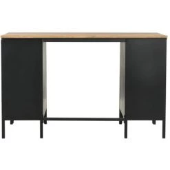 LITZEE Bureau à Double Piédestal Bois De Sapin Et Acier 120x50x76 Cm # -France Bureau Soldes 2022 53840106 5