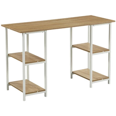 SVITA STUDIO Bureau Étagère Imitation Chêne Pieds Métalliques Blancs 4 SVITA STUDIO Bureau Étagère Imitation Chêne Pieds Métalliques Blancs – Image 2