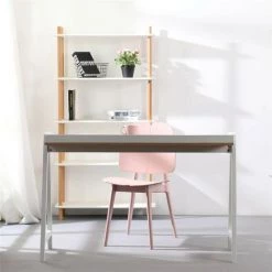 FURNMOD DESIGN YOUR SPACE Table De Bureau Pop Avec Pieds Laqués | Gris - Gris -France Bureau Soldes 2022 53948517 3