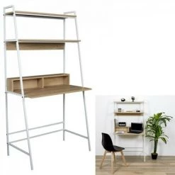 JARDIRICODECO Bureau Etagere Zack Blanc