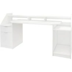 ML-DESIGN Table D'ordinateur Bureau De Travail PC En Bois MDF Blanc 179,8 X 90,6 X 65,5 Cm