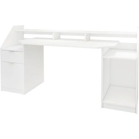 ML-DESIGN Table D'ordinateur Bureau De Travail PC En Bois MDF Blanc 179,8 X 90,6 X 65,5 Cm 3 ML-DESIGN Table D'ordinateur Bureau De Travail PC En Bois MDF Blanc 179,8 X 90,6 X 65,5 Cm