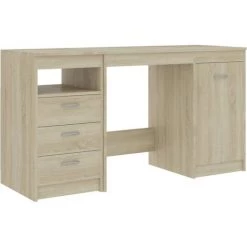 Hommoo Bureau Chene Sonoma 140x50x76 Cm Agglomere -France Bureau Soldes 2022 54058017 2