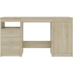 Hommoo Bureau Chene Sonoma 140x50x76 Cm Agglomere -France Bureau Soldes 2022 54058017 4