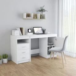 Hommoo Bureau Blanc 140x50x76 Cm Agglomere -France Bureau Soldes 2022 54061128 3