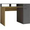 PRICE FACTORY Bureau Droit Design Avec Caisson De Rangement Collection OFFICE Coloris Chêne Et Gris. - Marron